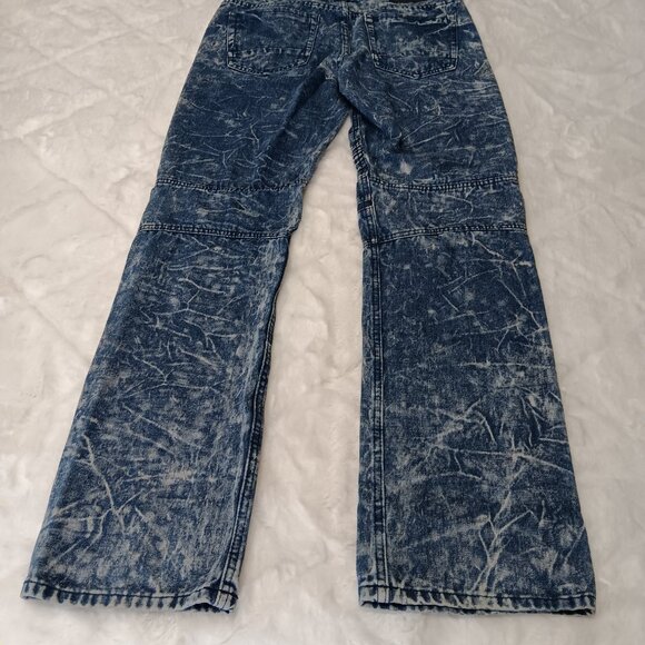 Blue Acid Wash Zipper Accent Straight Leg Jeans Size 34 - Picture 10 of 14